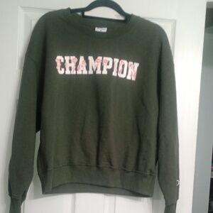 Champion Women's Olive Crew Neck Sweater